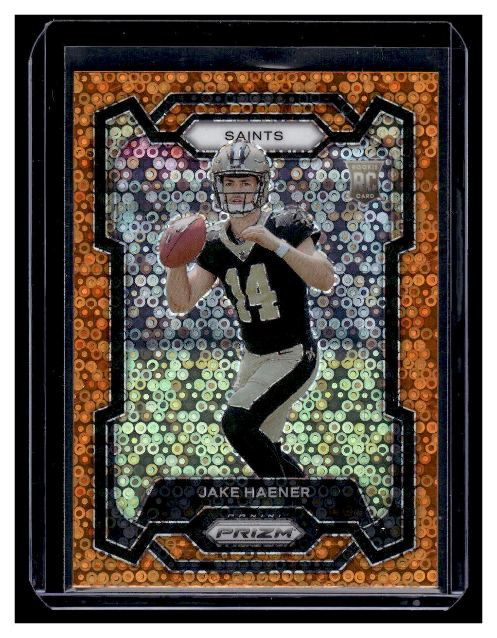 2023 Panini Prizm "Orange Disco" #374 Jake Haener Rookie RC (New Orleans Saints)