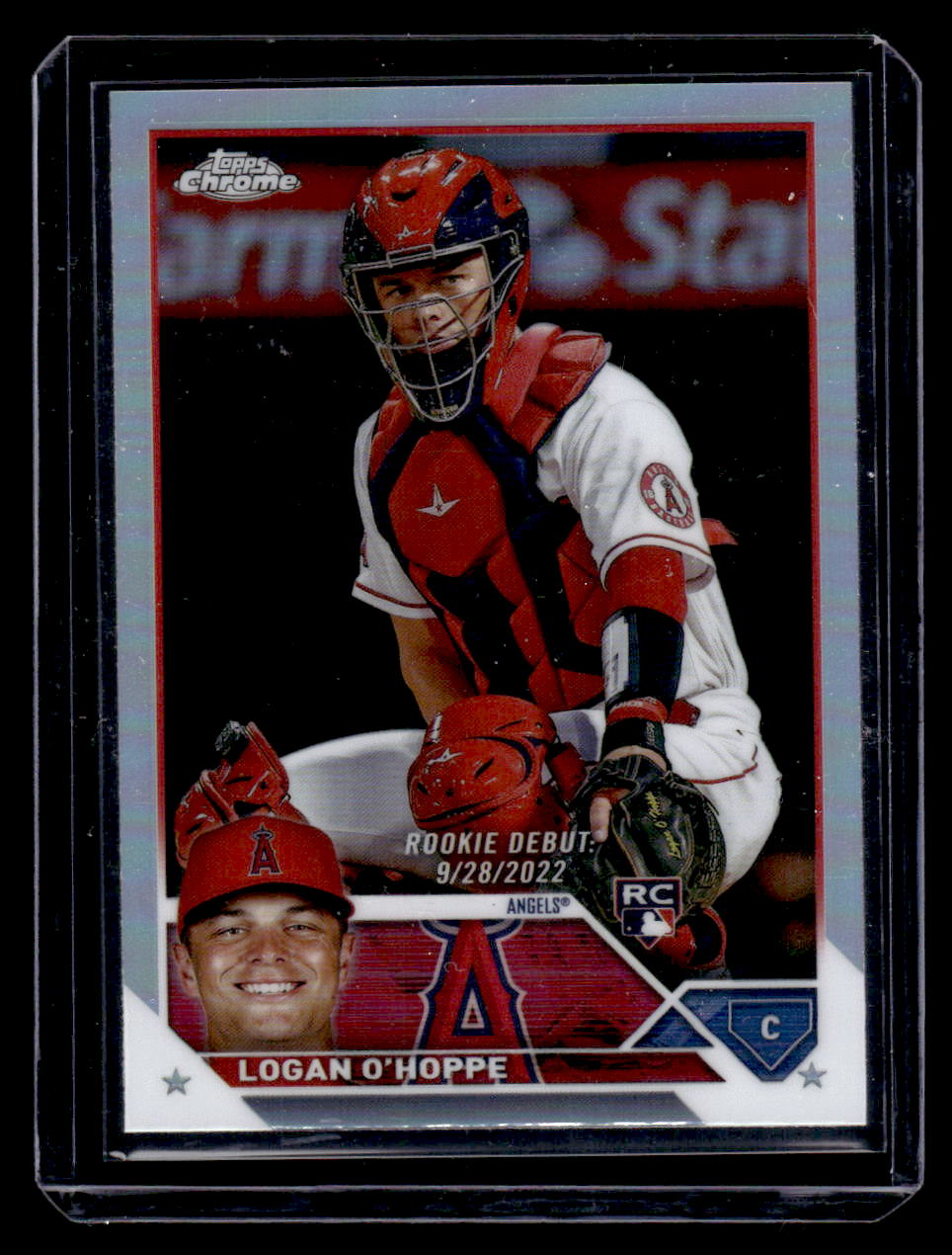 Logan O’Hoppe 2023 Topps Chrome Update Rookie Debut Refractor #USC62 (Angels)