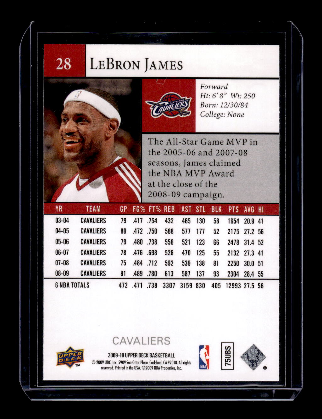 2009-10 Upper Deck #28 LeBron James (Cleveland Cavaliers)