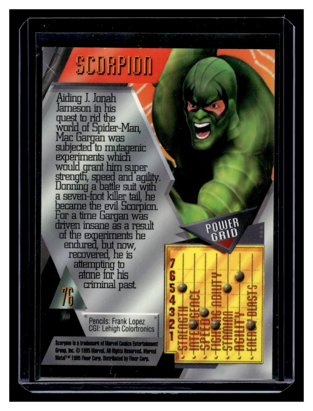 1995 Marvel Metal "Power Grid" Card #76 SCORPION