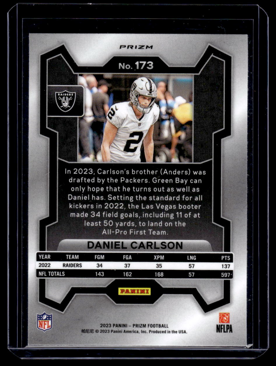 2023 Panini Prizm Daniel Carlson Pink Card #179 (Las Vegas Raiders)