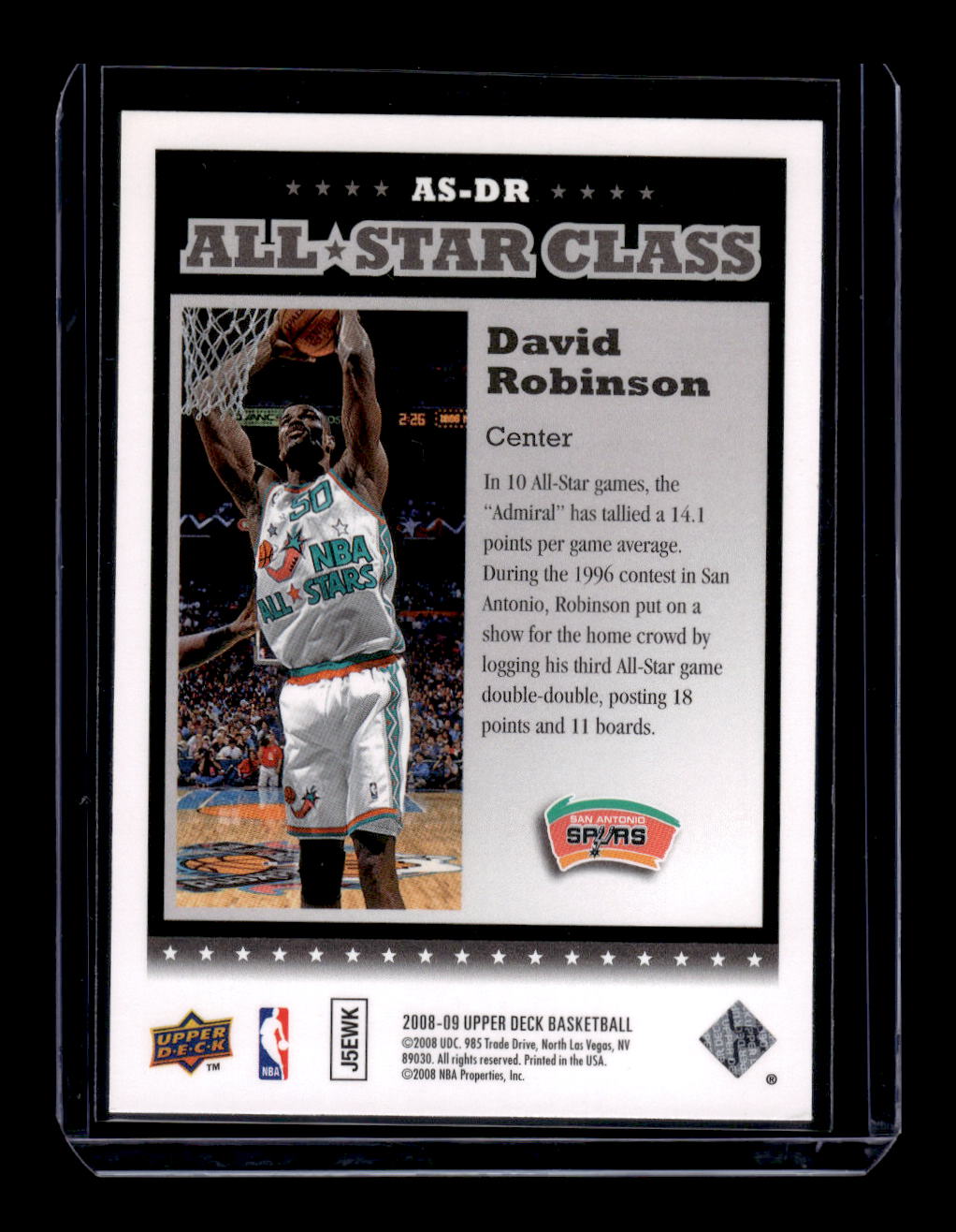 2008-09 Upper Deck All Star Class #ASDR David Robinson (San Antonio Spurs)