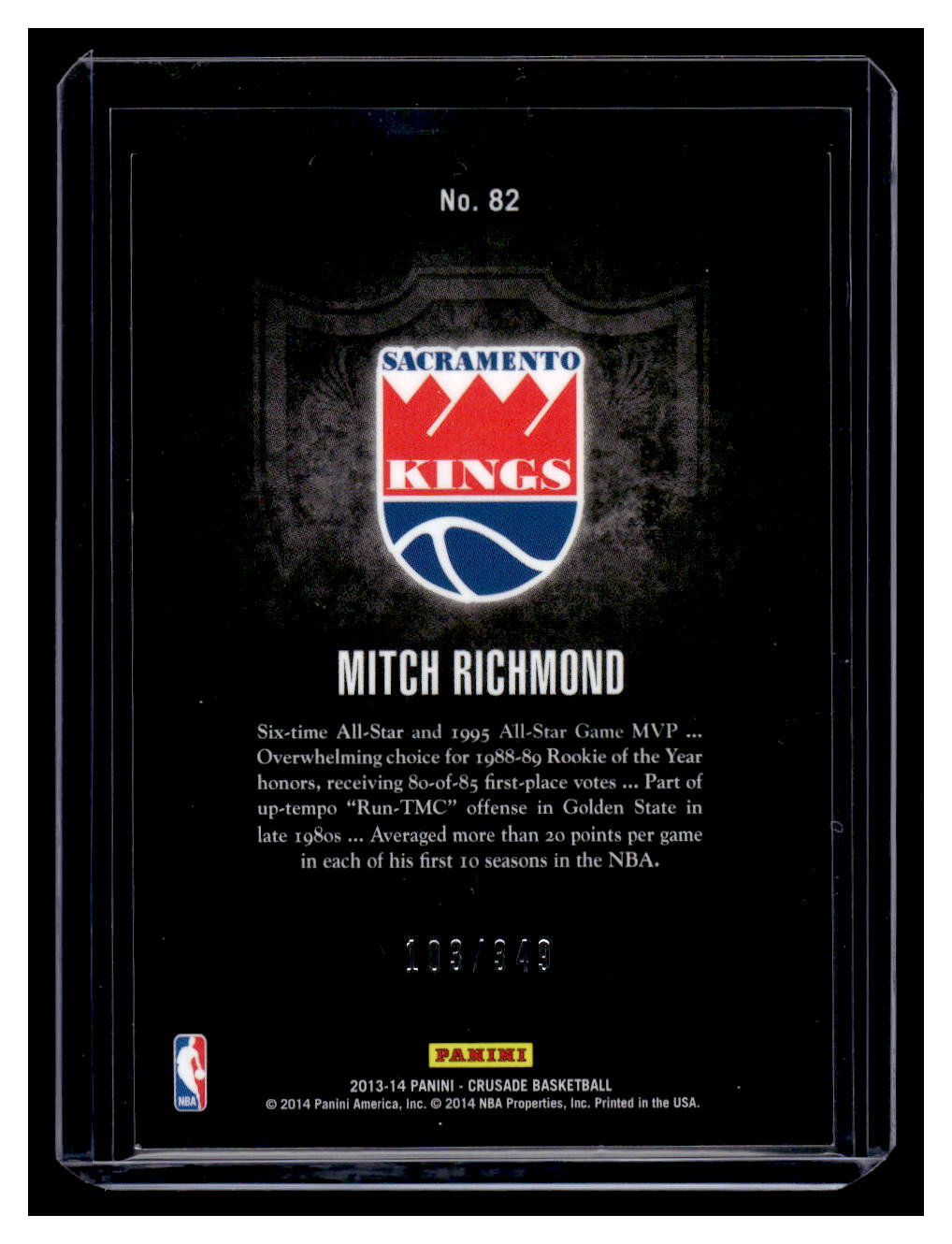 2013-14 Panini Crusade "Red" #82 Mitch Richmond #'d /349 (Sacramento Kings)