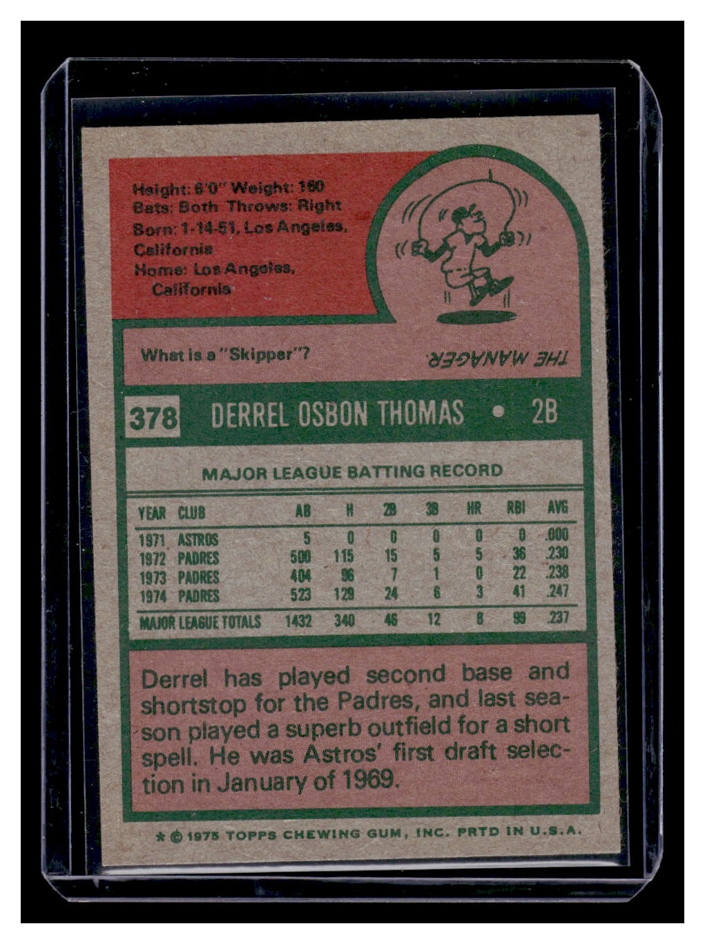 1975 Topps #378 Derrel Thomas (San Diego Padres)