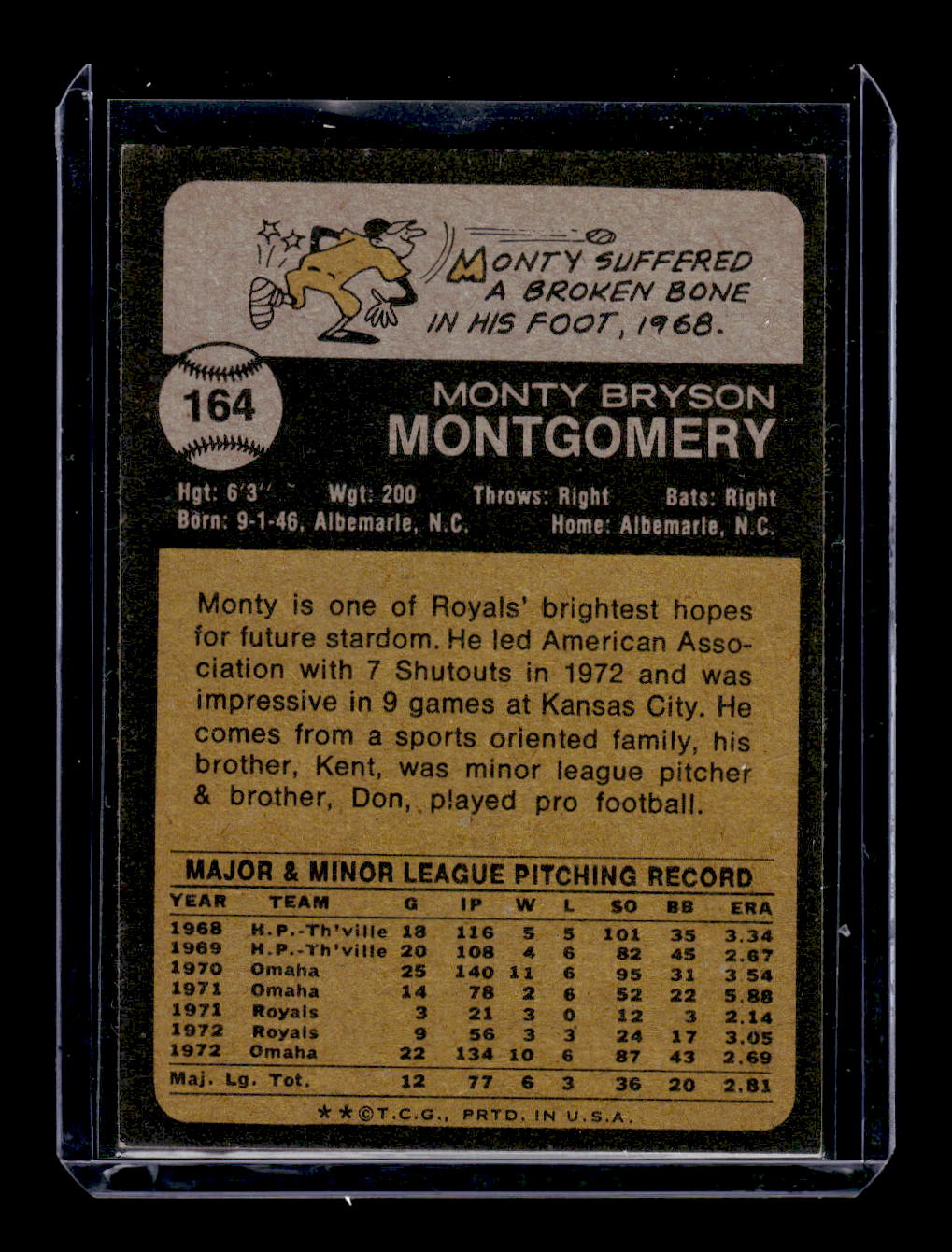 1973 Topps #164 Monty Montgomery (Kansas City Royals)