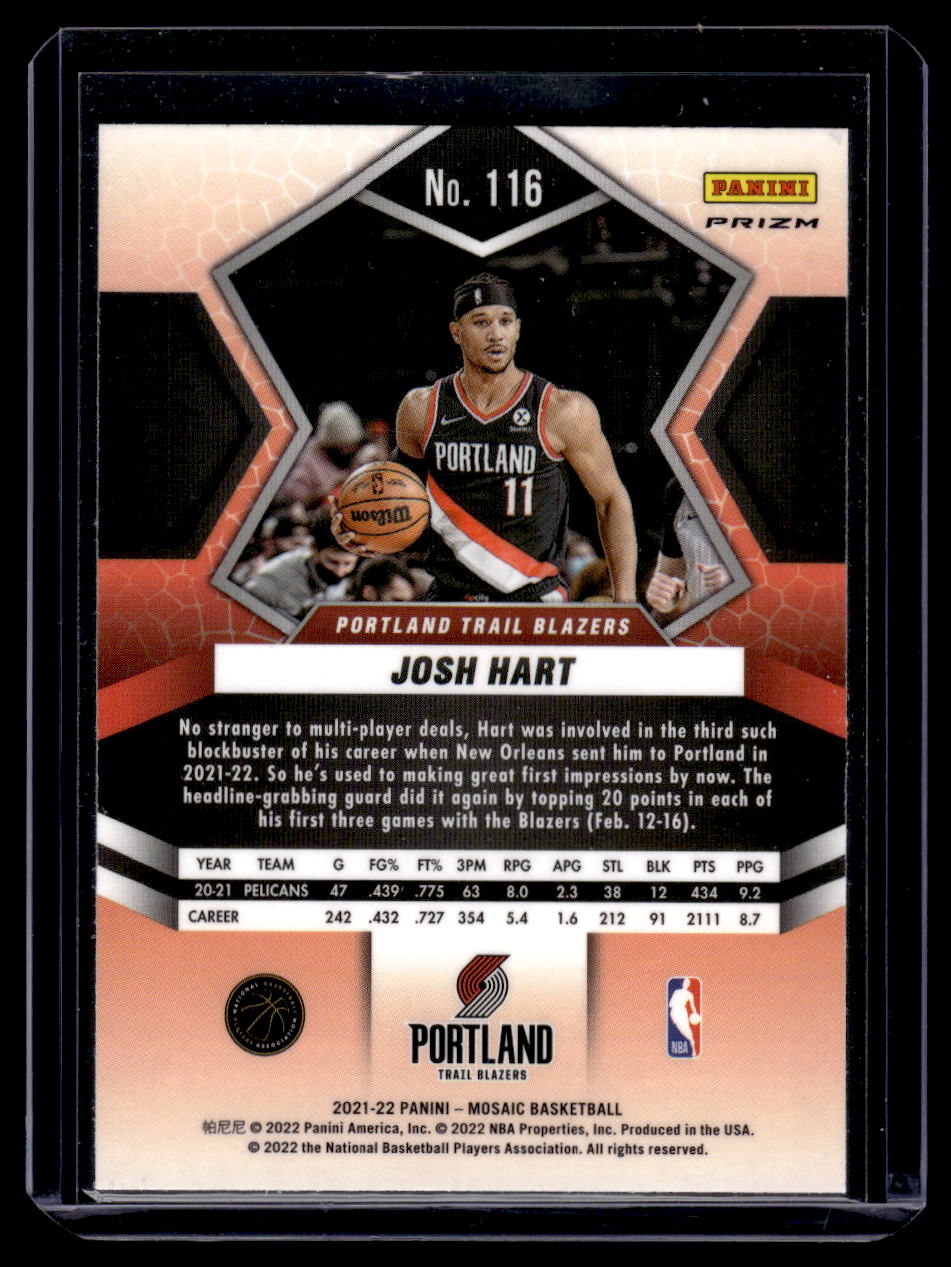 2021-22 Panini Mosaic Josh Hart #116 Silver Mosaic (Portland Trailblazers)