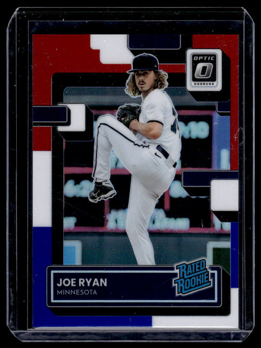 2022 Donruss Optic Prizm Red, White & Blue "Rated Rookie" #54 Joe Ryan #'d /199 (Twins)