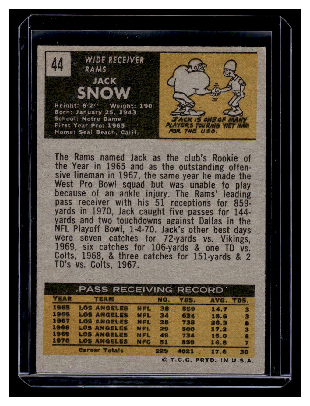 1971 Topps #44 Jack Snow (Los Angeles Rams)