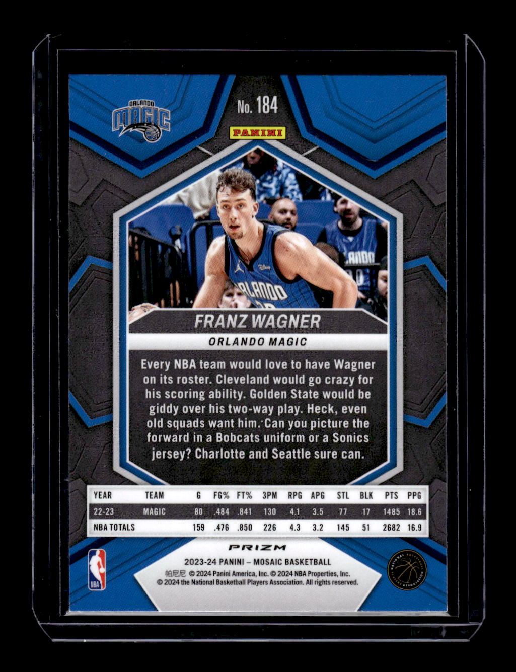 2023-24 Panini Mosaic Reactive Yellow #184 Franz Wagner (Orlando Magic)