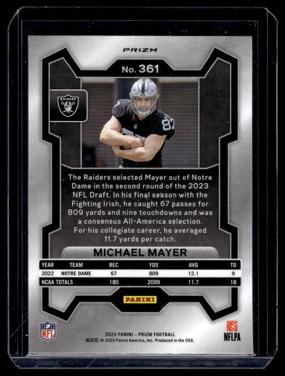 2023 Panini Prizm Michael Mayer Pink Rookie RC Card #361 (Las Vegas Raiders)