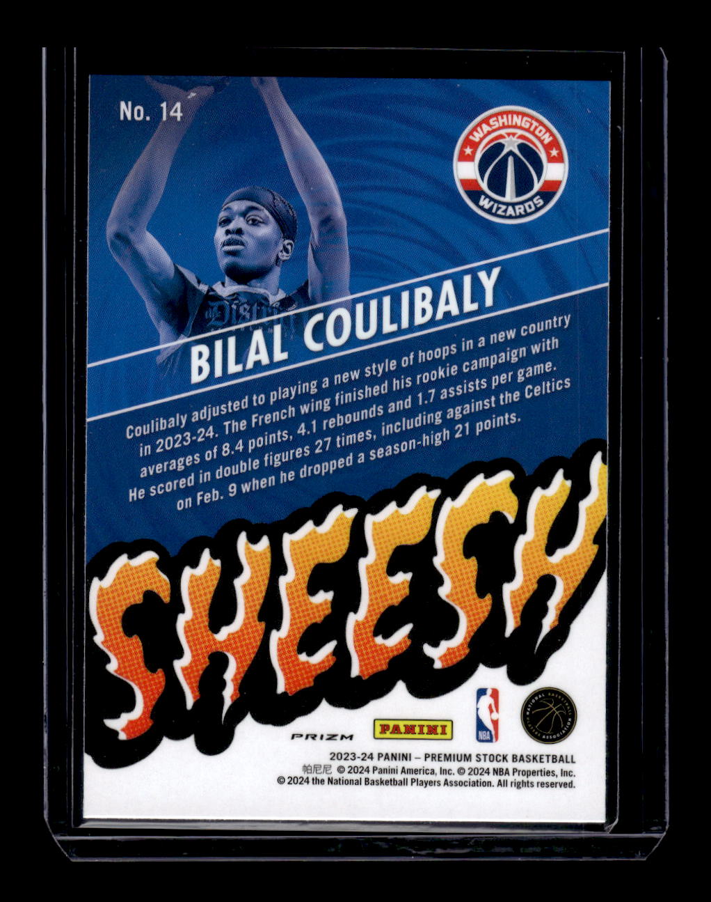 2023-24 Hoops Premium Stock Sheesh Silver Prizm #14 Bilal Coulibaly (Washington Wizards)