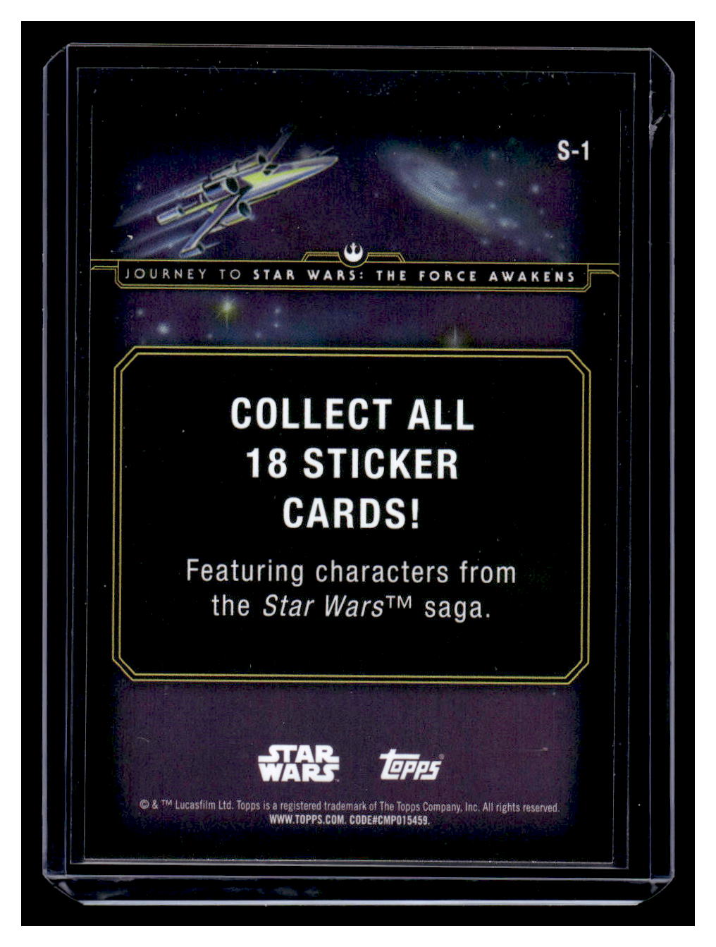 2015 Topps Star Wars Journey to The Force Awakens Stickers Luke Skywalker #S-1