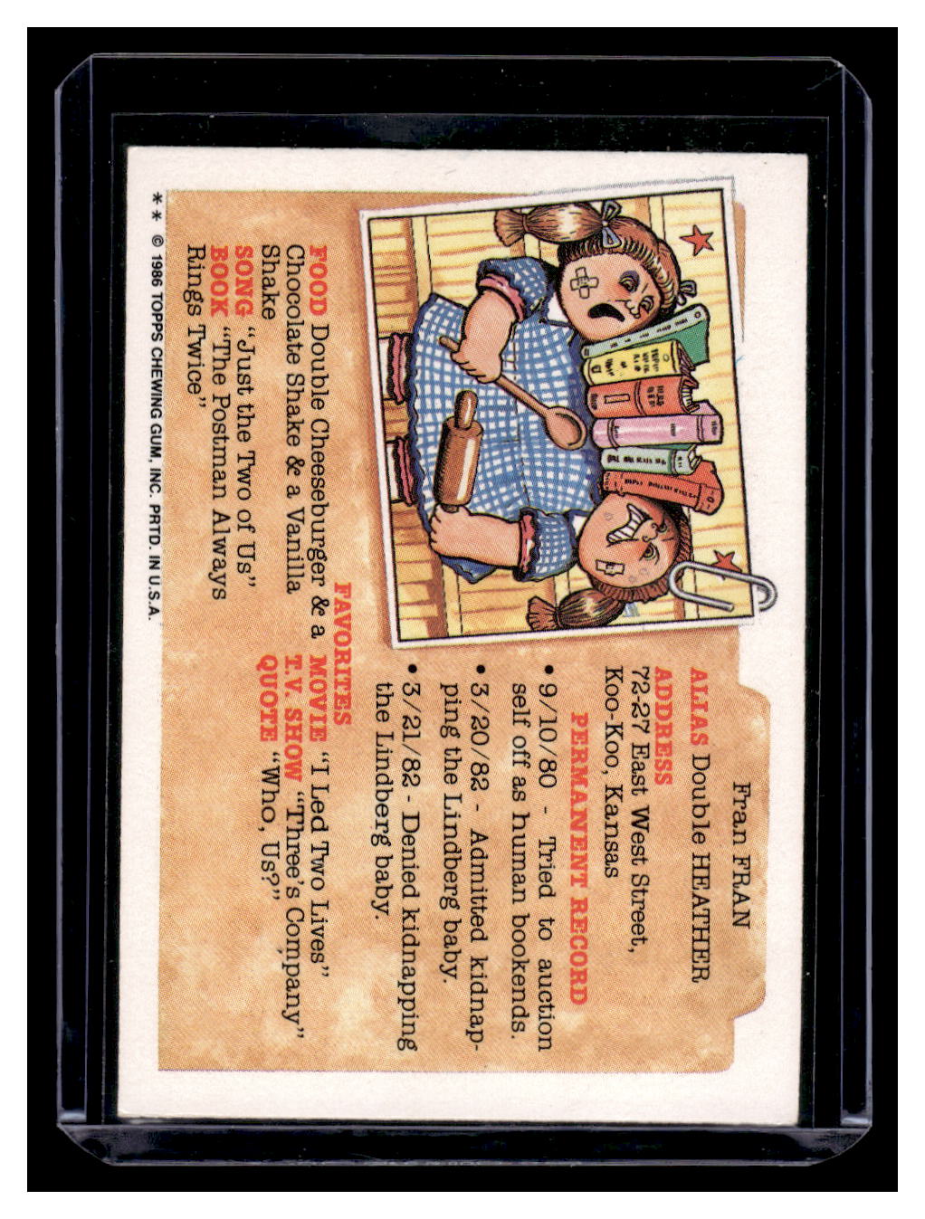 1986 Topps Garbage Pail Kids Meltin' Milton 177a