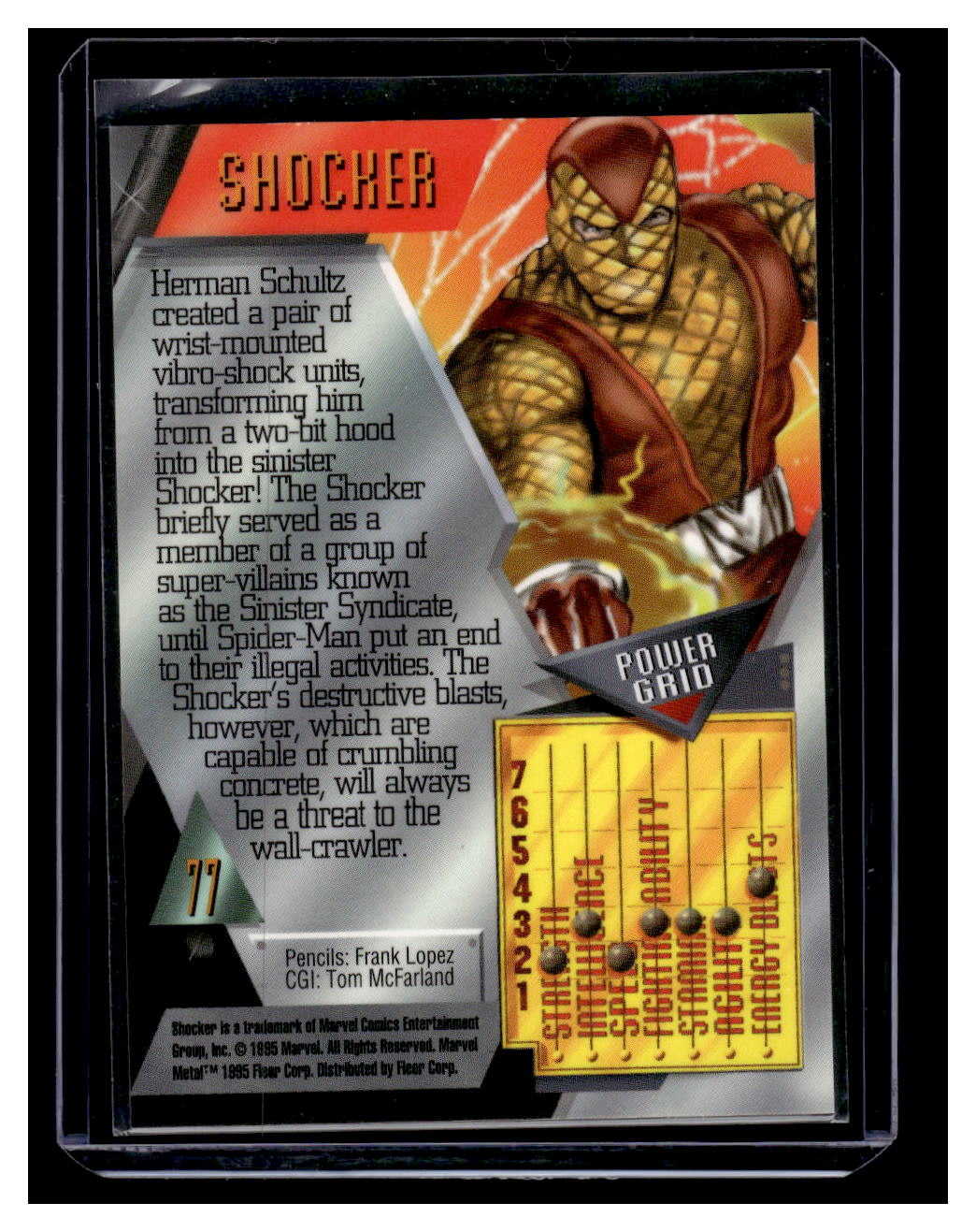 1995 Marvel Metal "Power Grid" Card #77 SHOCKER