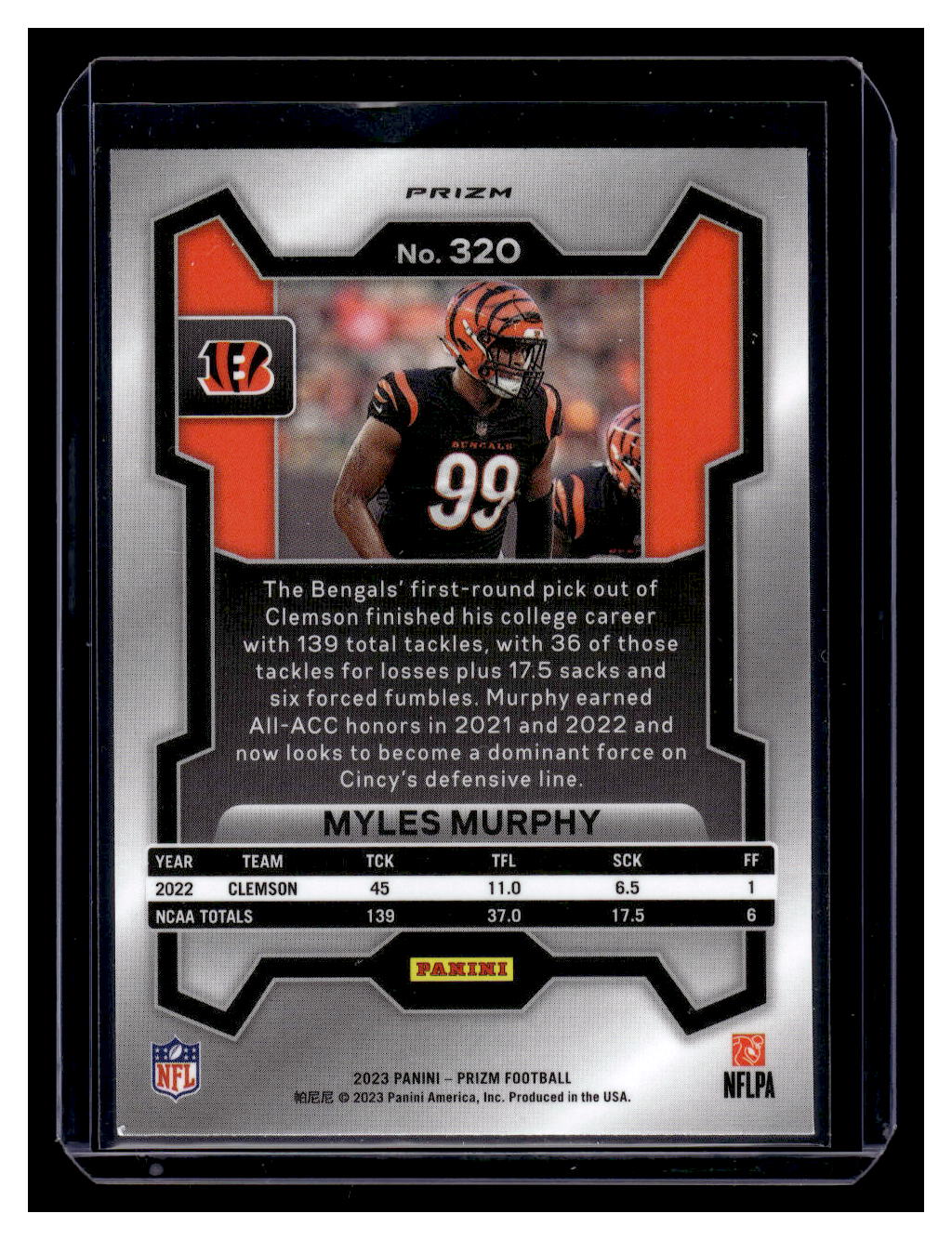 2023 Panini Prizm "Orange Disco" #320 Myles Murphy Rookie RC (Cincinnati Bengals)