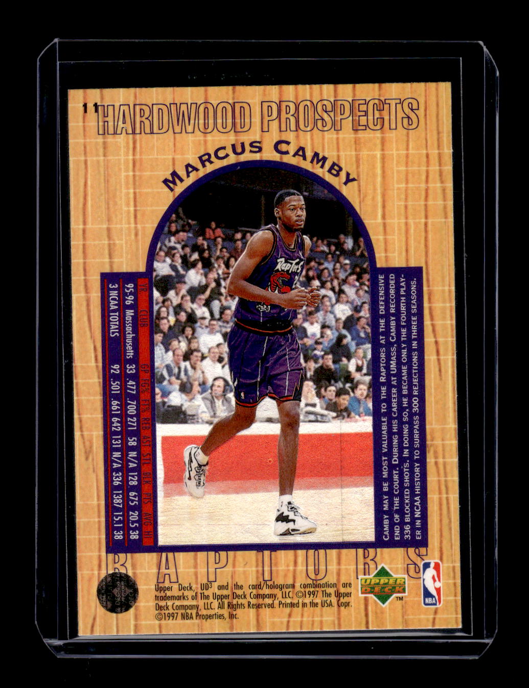 1996-97 UD3 Hardwood Prospects Marcus Camby #11 Rookie RC (Toronto Raptors)