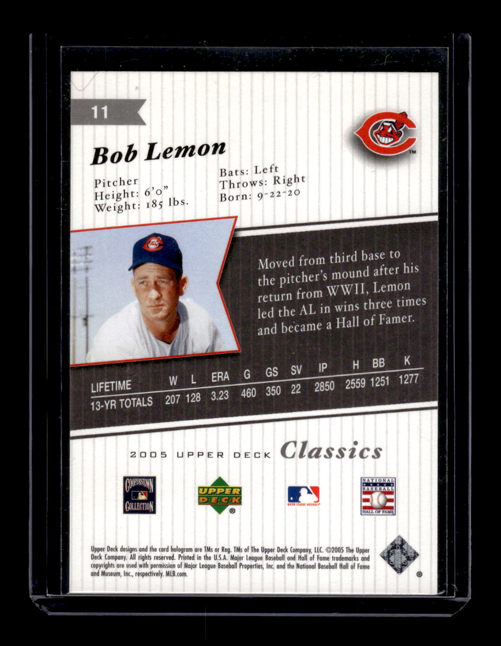 2005 Upper Deck Classics #11 Bob Lemon (Cleveland Indians)