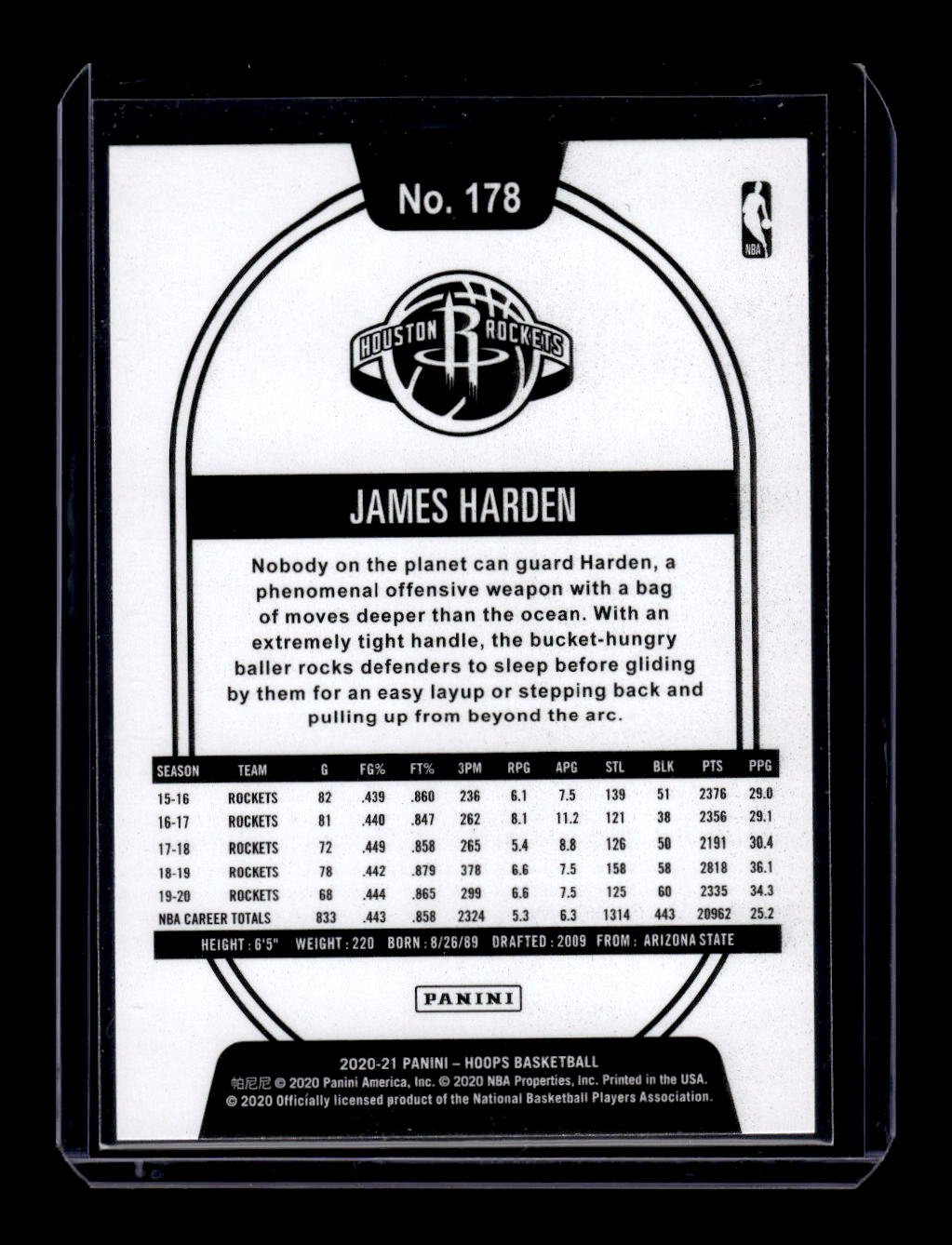 2020-21 NBA Hoops #178 James Harden (Houston Rockets)