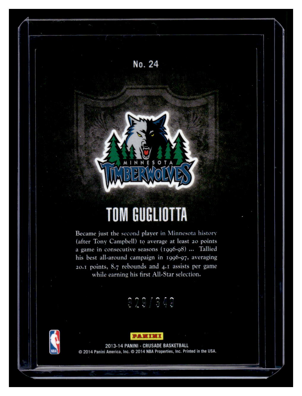 2013-14 Panini Crusade "Red" #24 Tom Gugliotta #'d /349 (Minnesota Timberwolves)