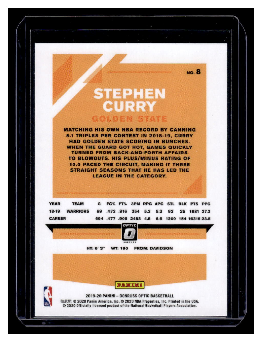 2019-20 Donruss Optic #8 Stephen Curry (Golden State Warriors)