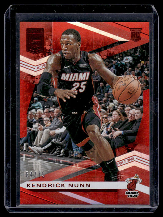 2019-20 Donruss Elite Rookie #123 Kendrick Nunn Aspirations #'d /75 (Miami Heat)