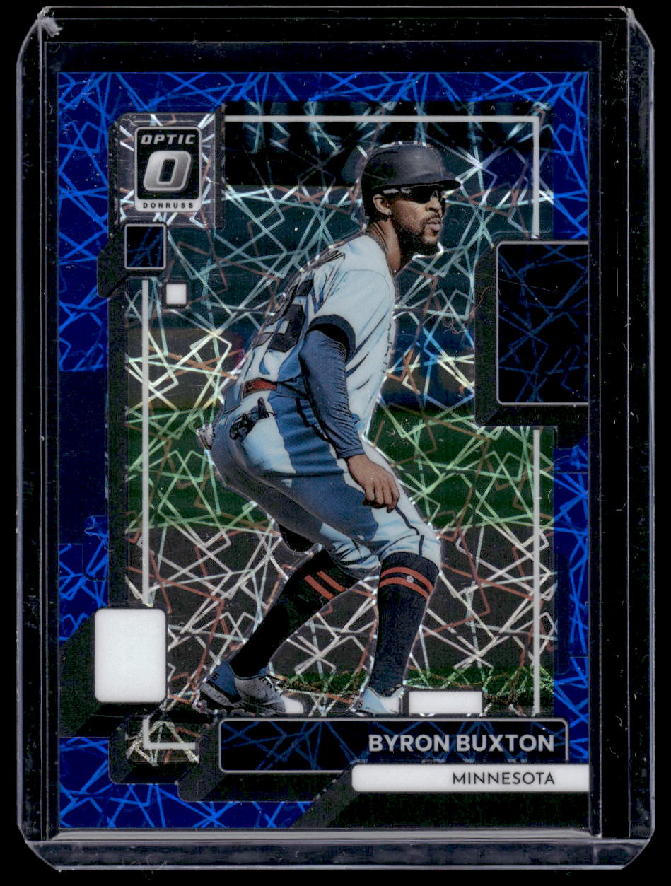 2022 Donruss Optic Prizm #121 Bryon Buxton Blue Velocity #'d /99 (Minnesota Twins)