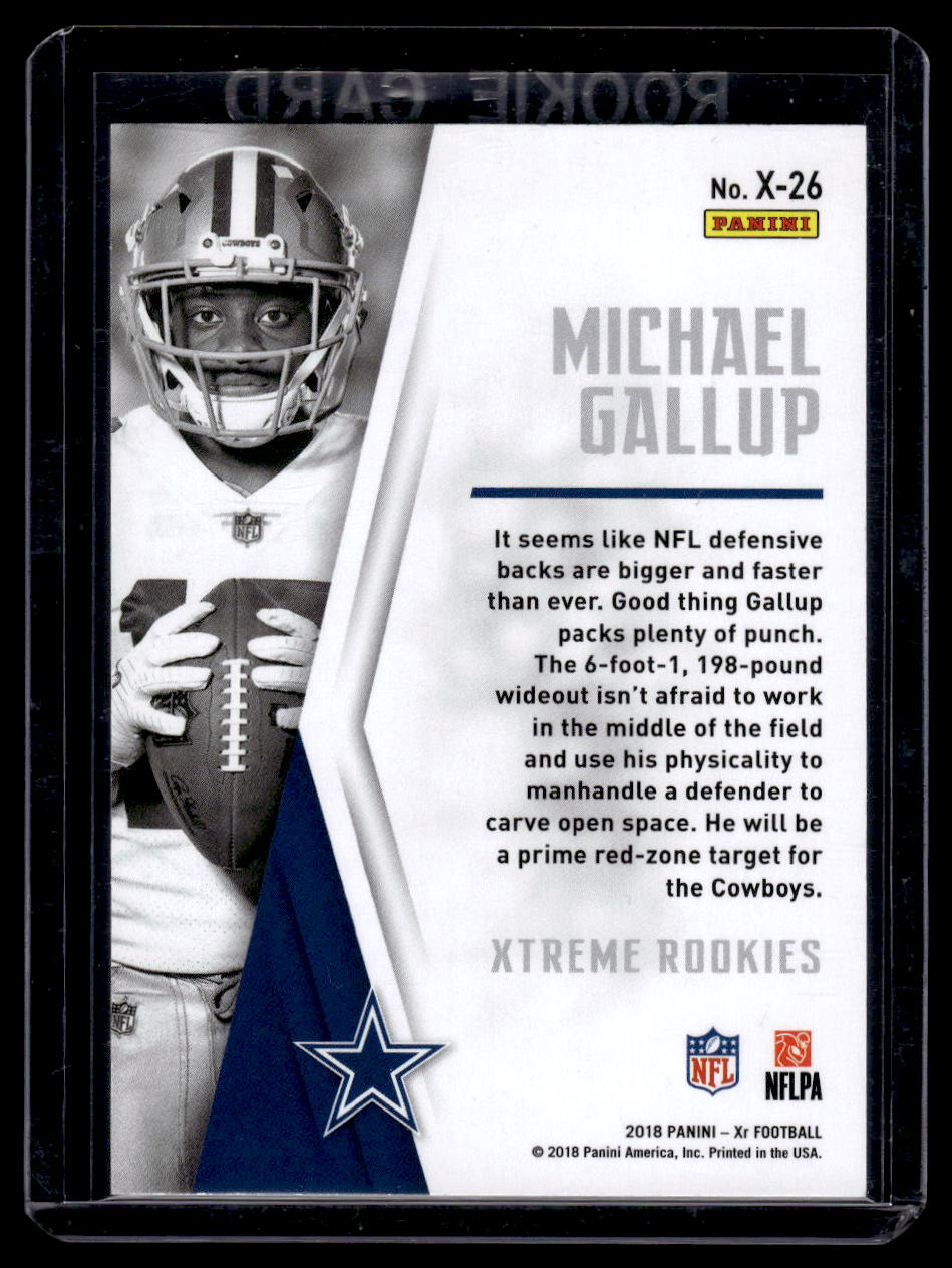 2018 Panini XR Xtreme Rookies #X-26 Michael Gallup #'d /99 (Dallas Cowboys)