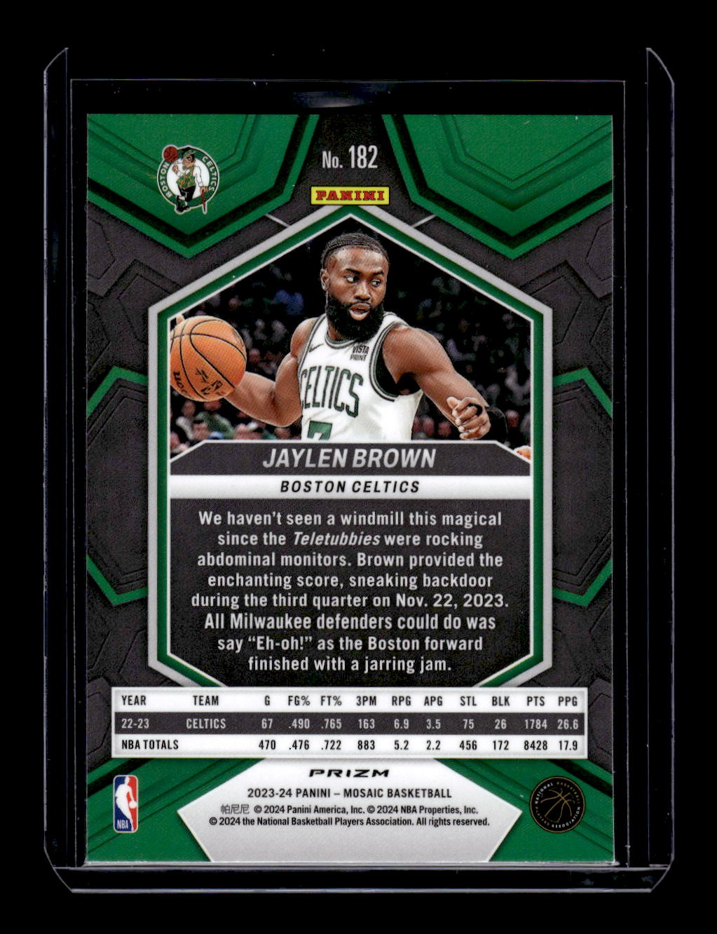 2023-24 Panini Mosaic Reactive Yellow #182 Jaylen Brown (Boston Celtics)