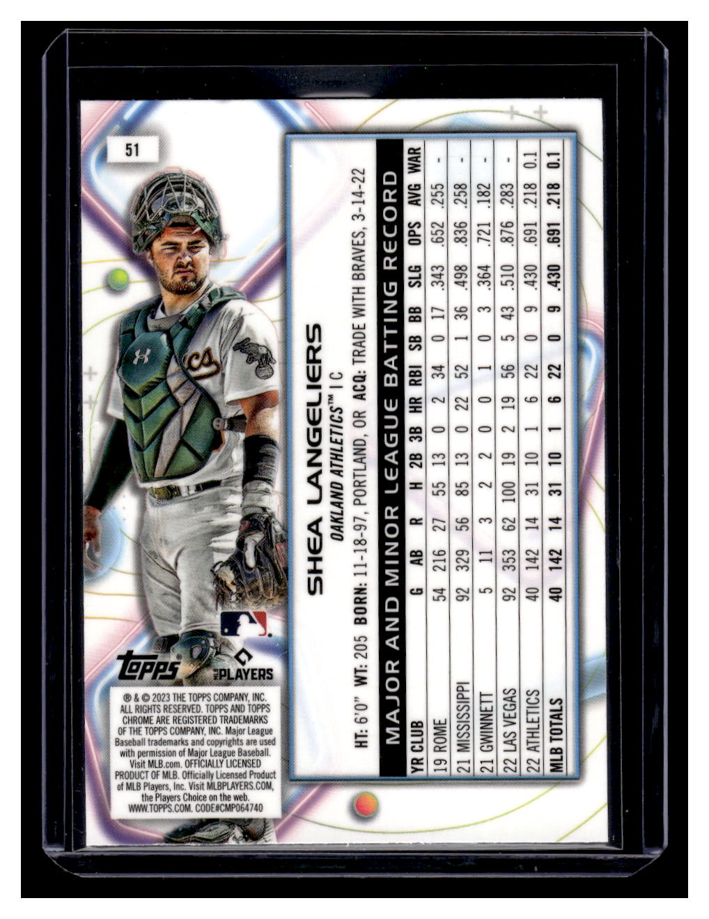 2023 Topps Chrome Cosmic #51 Shea Langeliers Rookie RC (Oakland A's)