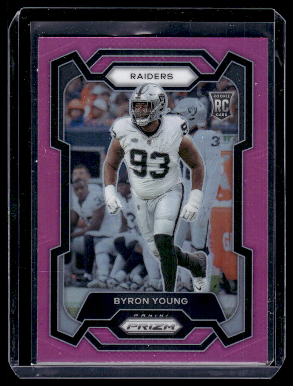 2023 Panini Prizm Byron Young RC PINK PRIZM Rookie RC #355 (Las Vegas Raiders)