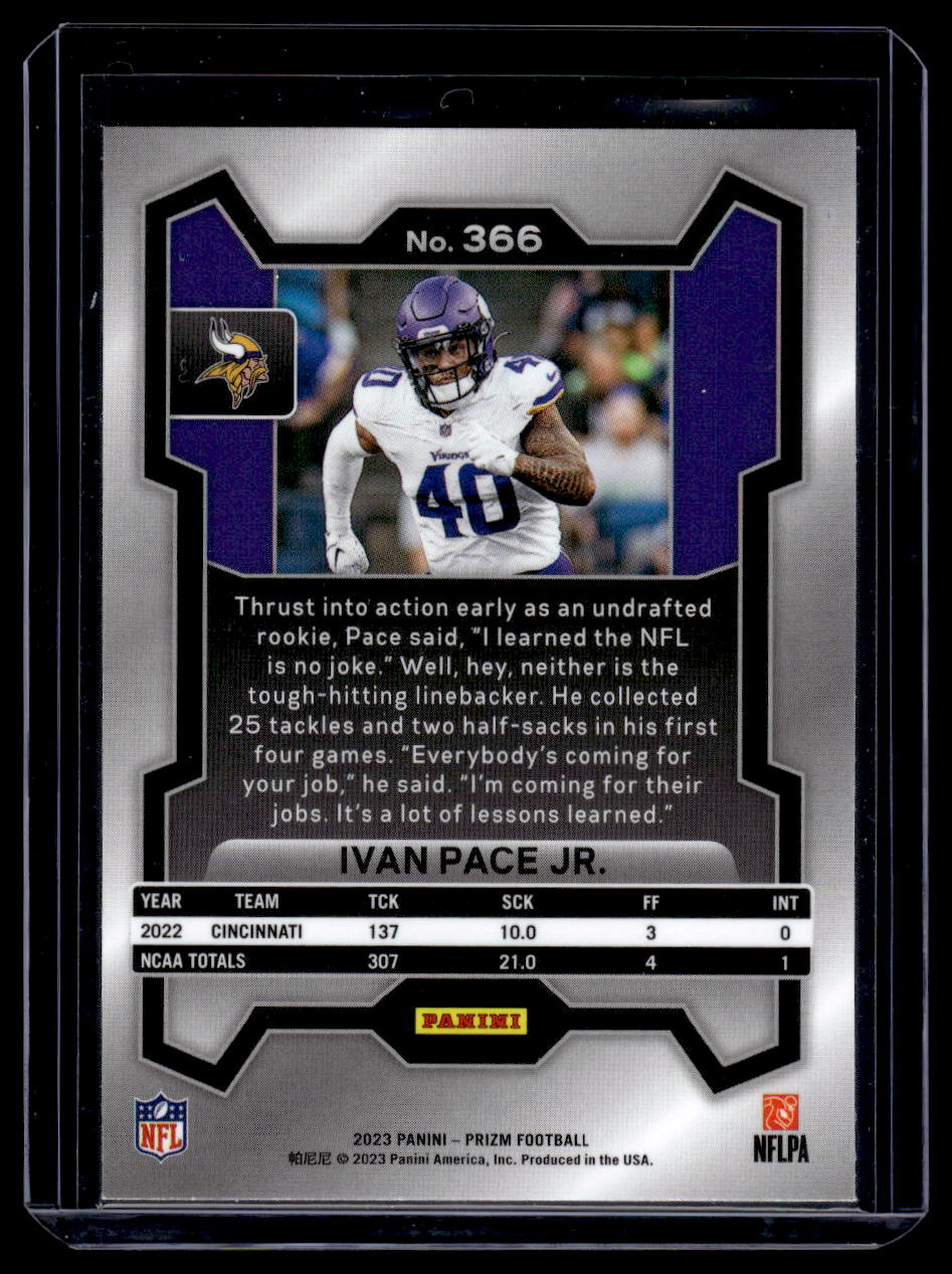 2023 Panini Prizm #366 Ivan Pace Jr. Rookie RC (Minnesota Vikings)