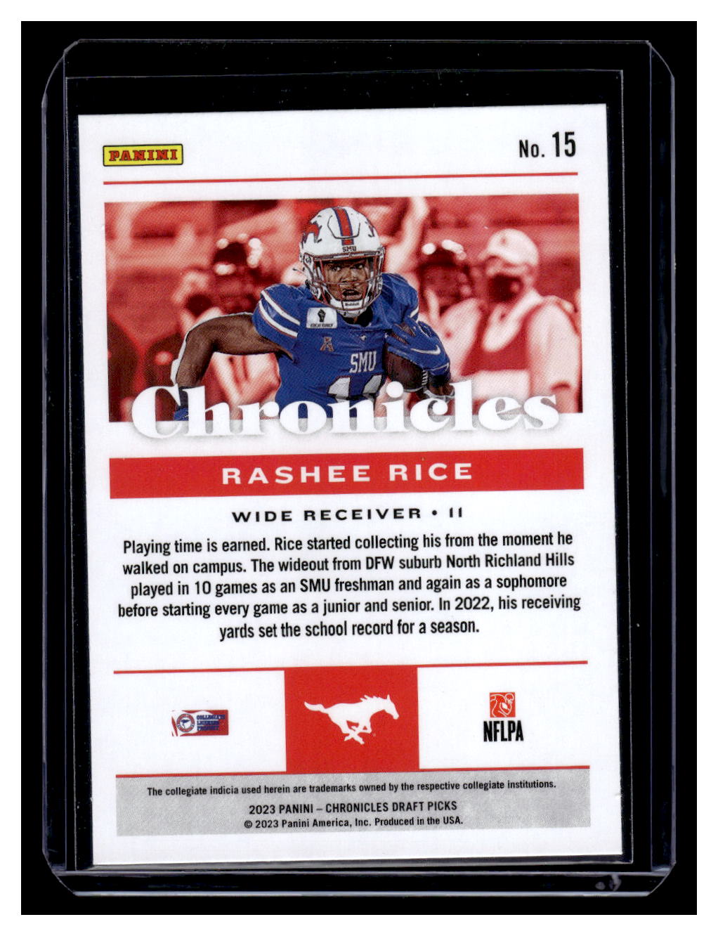 2023 Panini Chronicles Draft Picks #15 Rashee Rice (SMU)