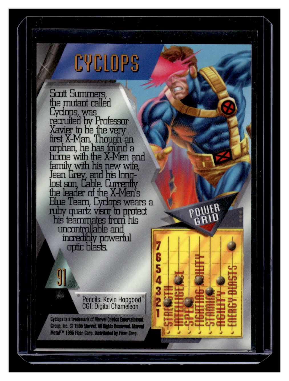 1995 Marvel Metal "Power Grid" Card #91 CYCLOPS