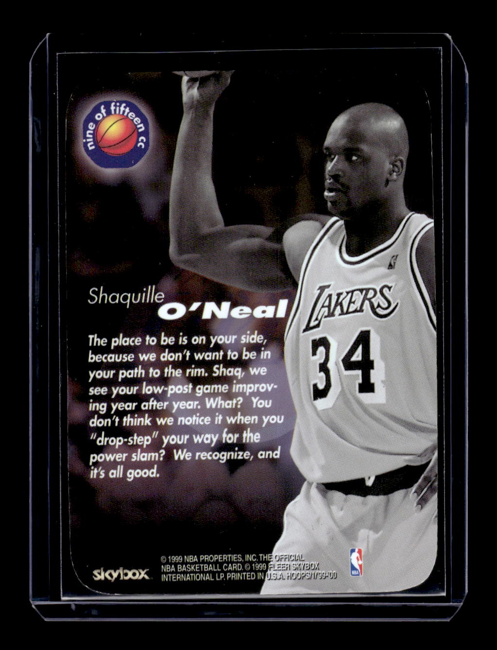 1999 Skybox Hoops #9 "Drop Step" Insert Shaquille O'Neal (Los Angeles Lakers)