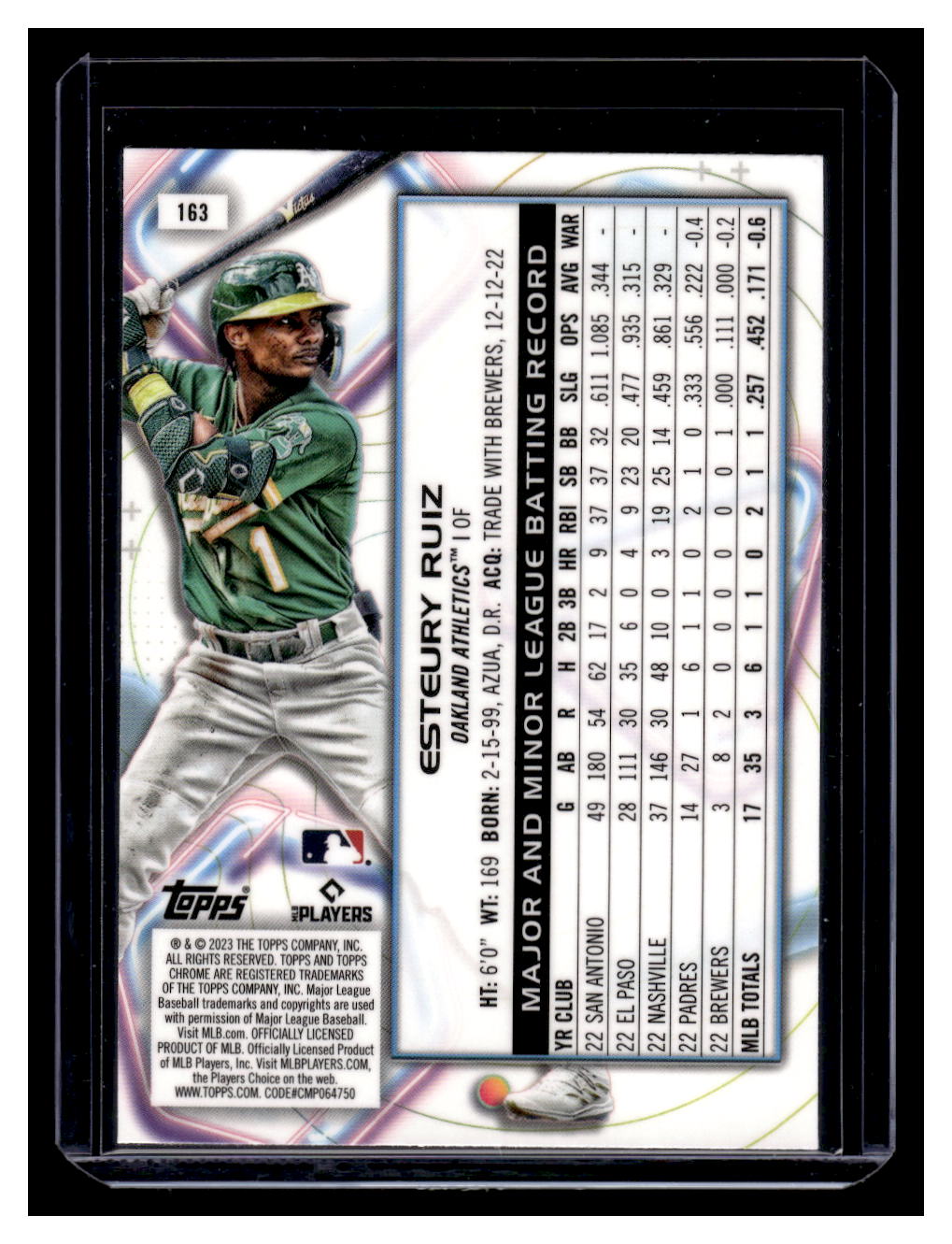 2023 Topps Chrome Cosmic #163 Esteury Ruiz Rookie RC (Oakland A's)