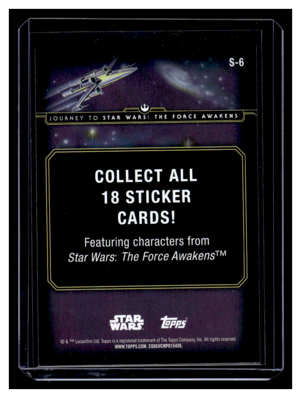 2015 Topps Star Wars Journey to The Force Awakens Stickers Poe Dameron #S-6