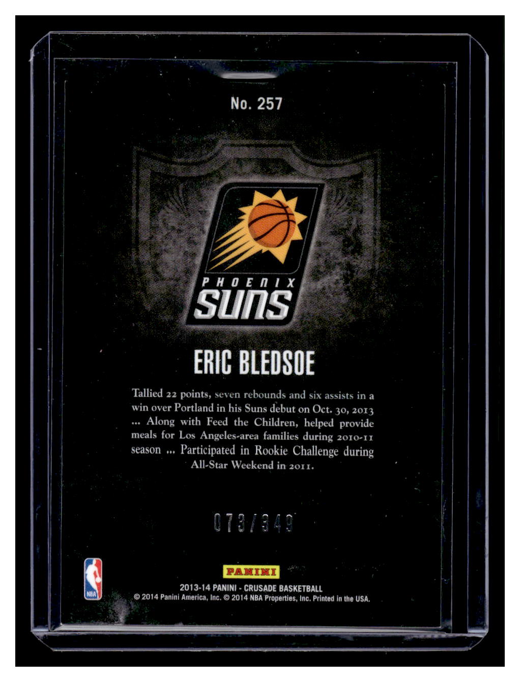 2013-14 Panini Crusade "Red" #257 Eric Bledsoe #'d /349 (Phoenix Suns)