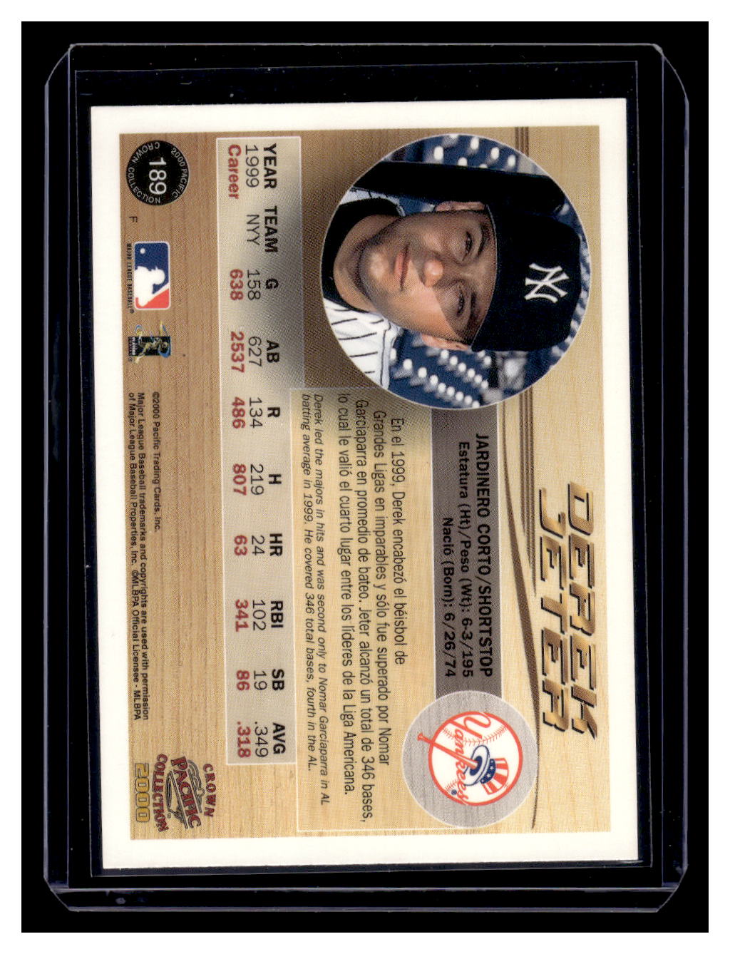 2000 Pacific Crown Collection #189 Derek Jeter (New York Yankees)