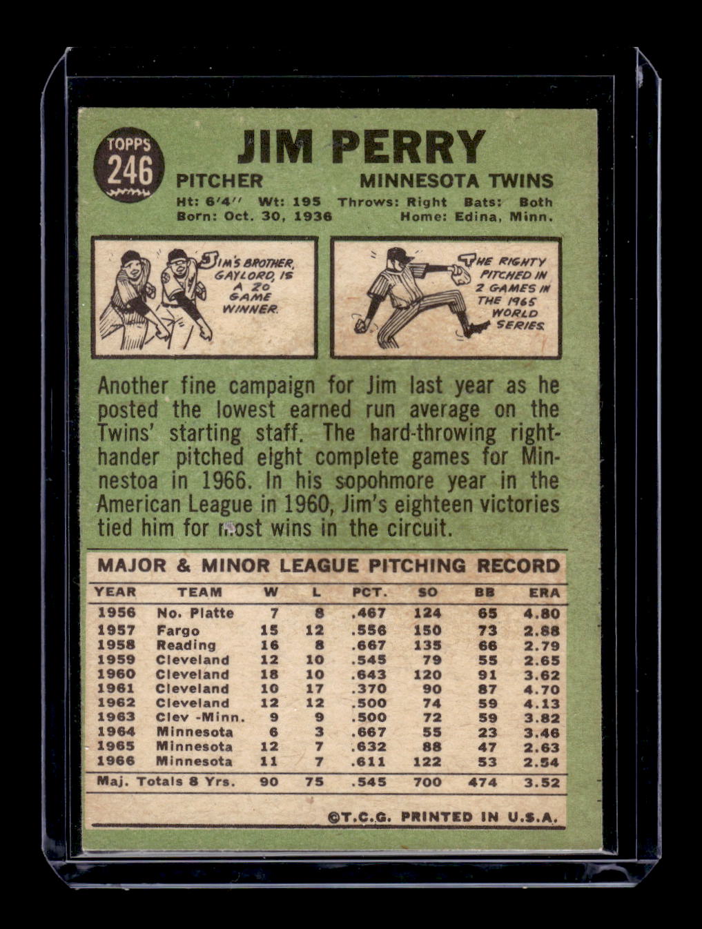 1967 Topps #246 Jim Perry (Minnesota Twins)