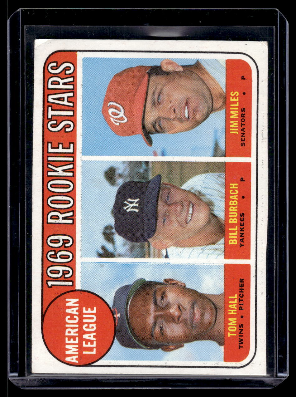 1969 Topps #658 "1969 Rookie Stars" (Tom Hall, Bill Burbach, Jim Miles) RC