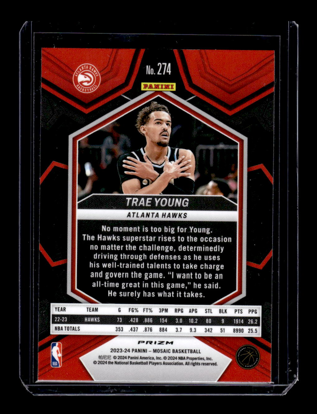 2023-24 Panini Mosaic Reactive Yellow #274 Trae Young / City Edition (Atlanta Hawks)