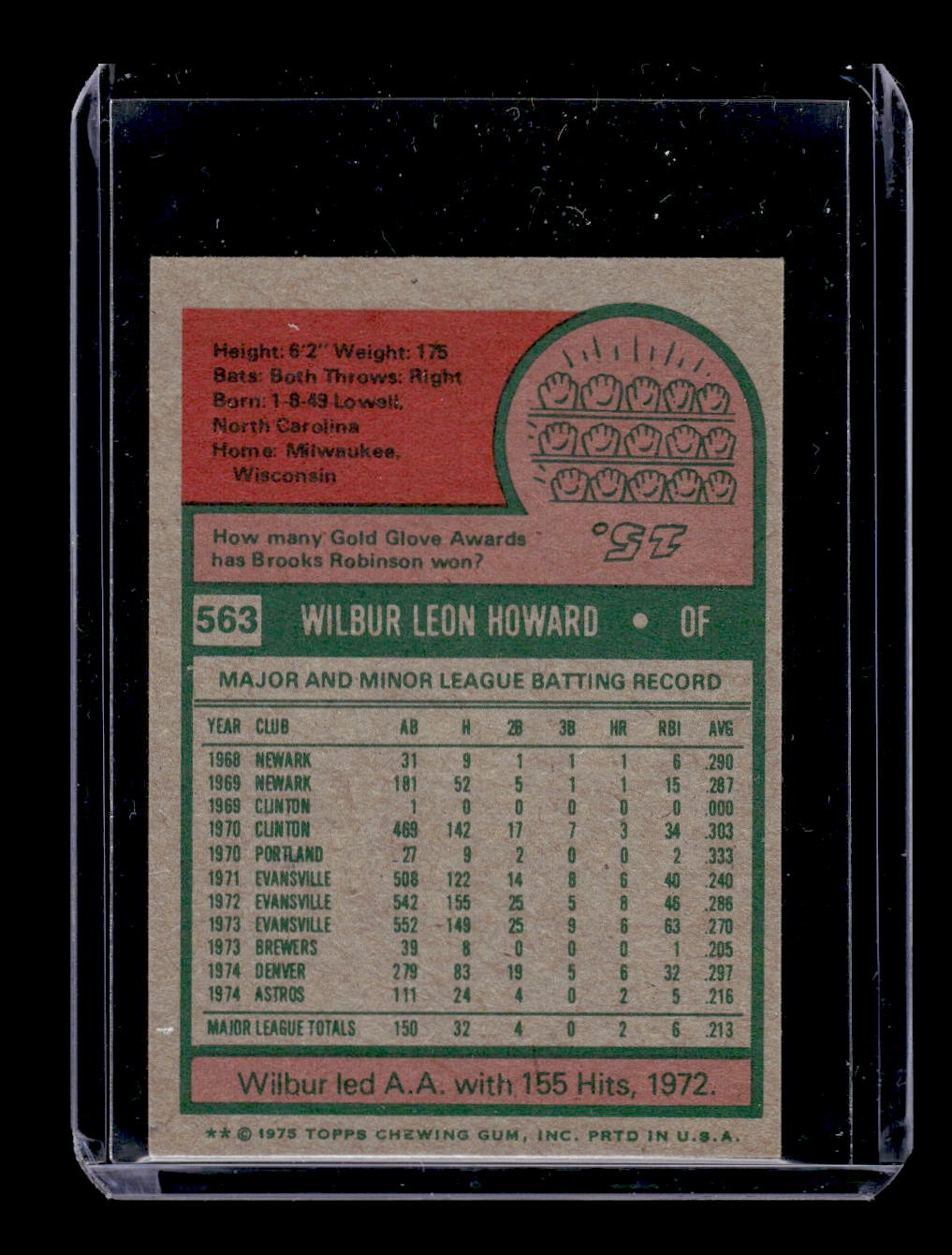 1975 Topps Mini #563 Wilbur Howard (Houston Astros)