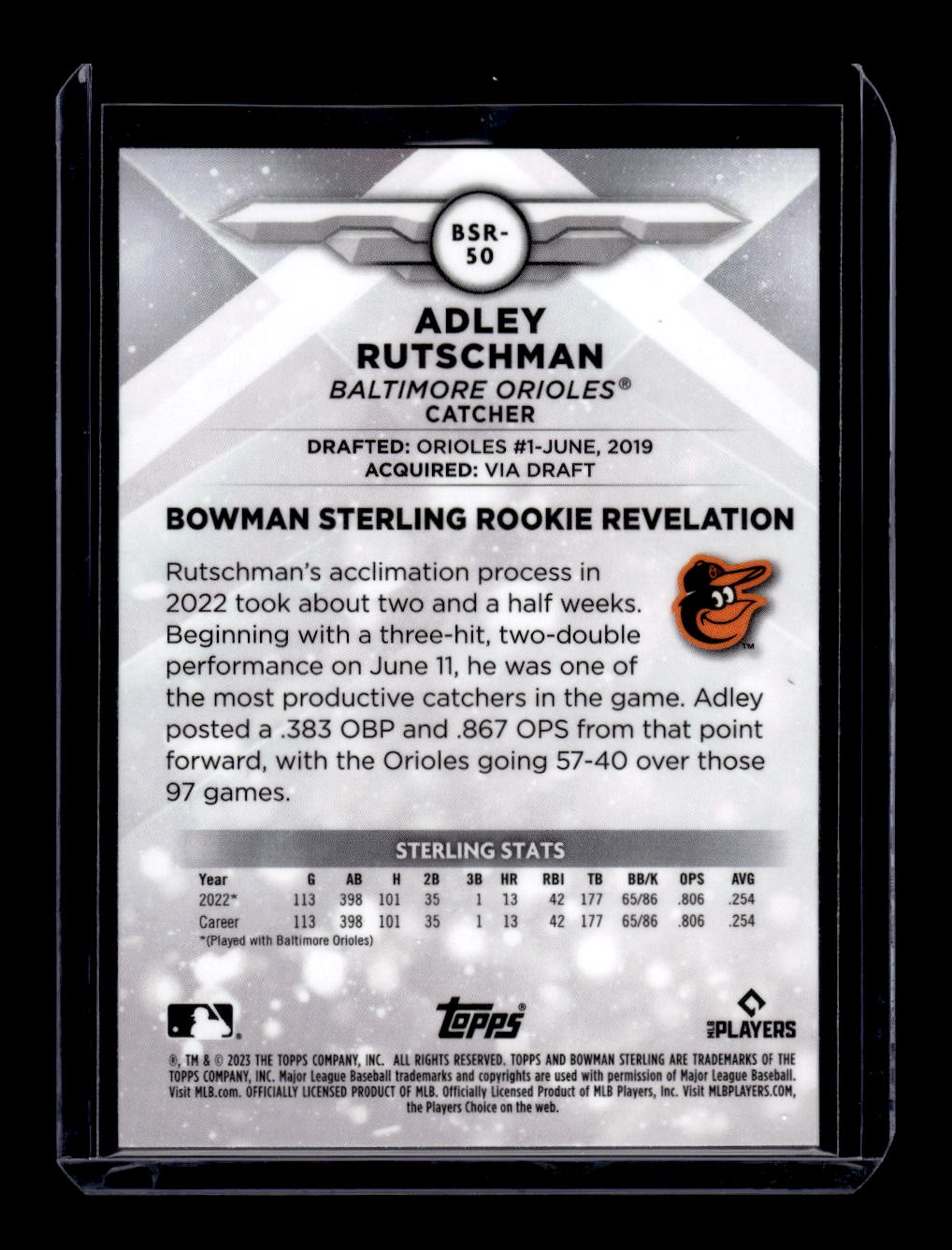 2023 Bowman Sterling Rookies #BSR50 Adley Rutschman (Baltimore Orioles)