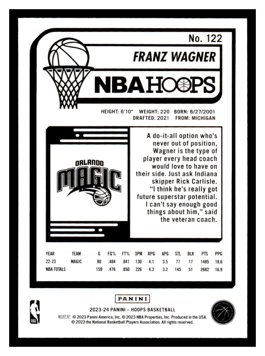 2023-24 NBA Hoops #122 Franz Wagner Iimpluse (Orlando Magic)