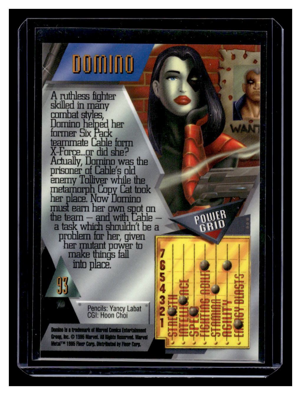 1995 Marvel Metal "Power Grid" Card #93 DOMINO