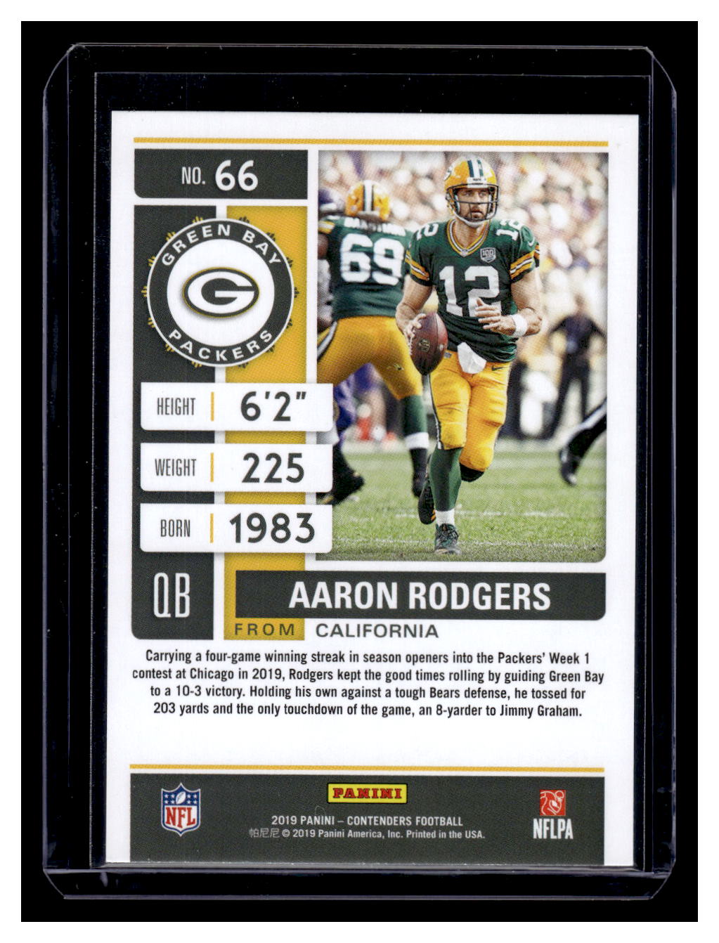 2019 Panini Contenders #66 Aaron Rodgers (Green Bay Packers)