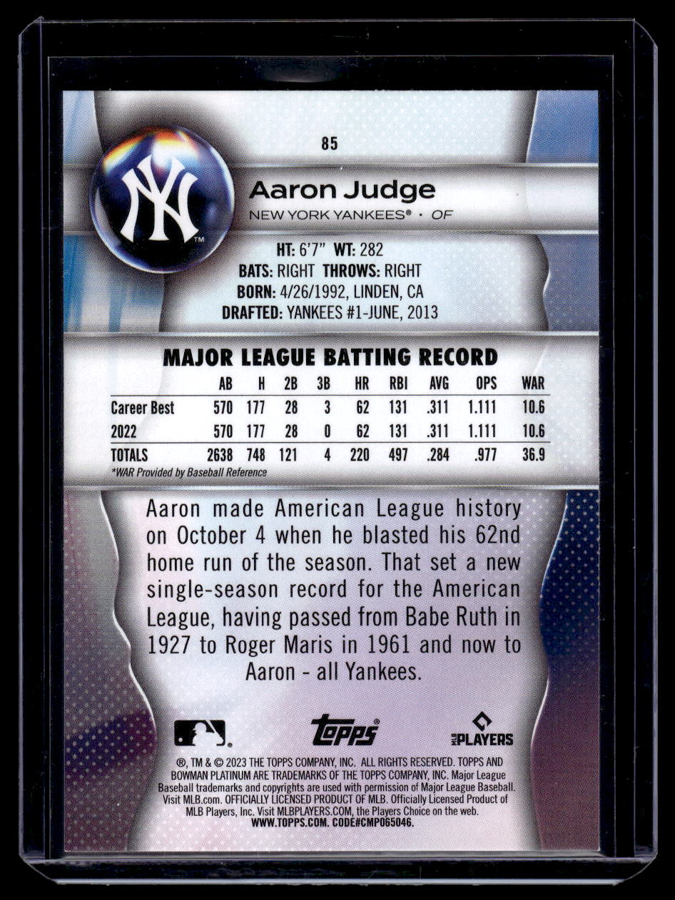 2023 Bowman Platinum #85 Aaron Judge (New York Yankees)