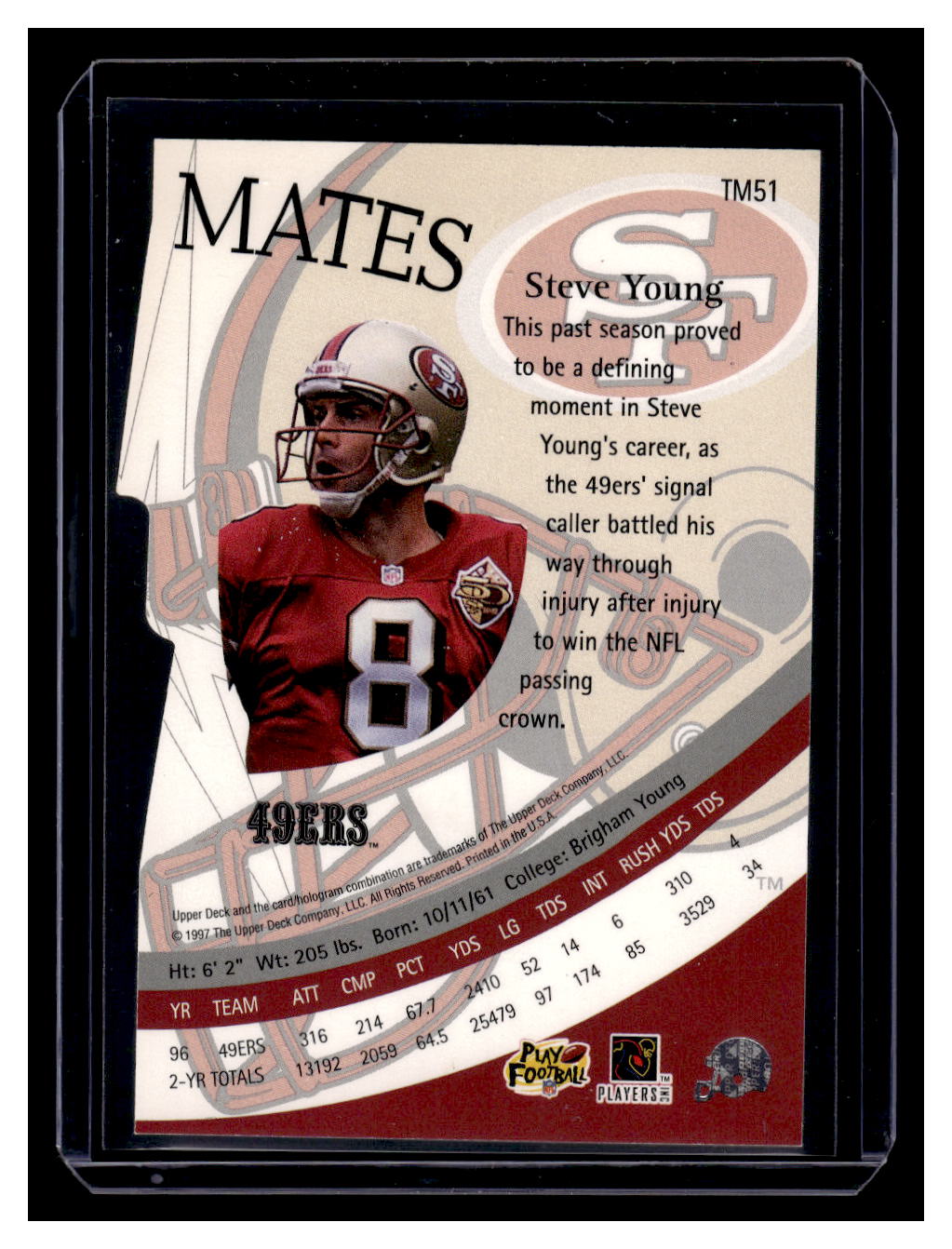 1997 Upper Deck "Team Mates" #TM51 Steve Young (San Francisco 49ers)