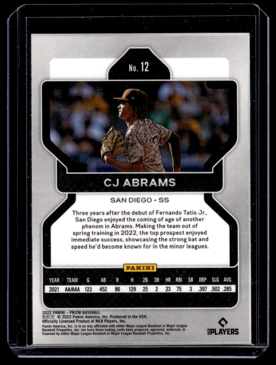 2022 Panini Prizm #12 CJ Abrams Rookie RC (San Diego Padres)