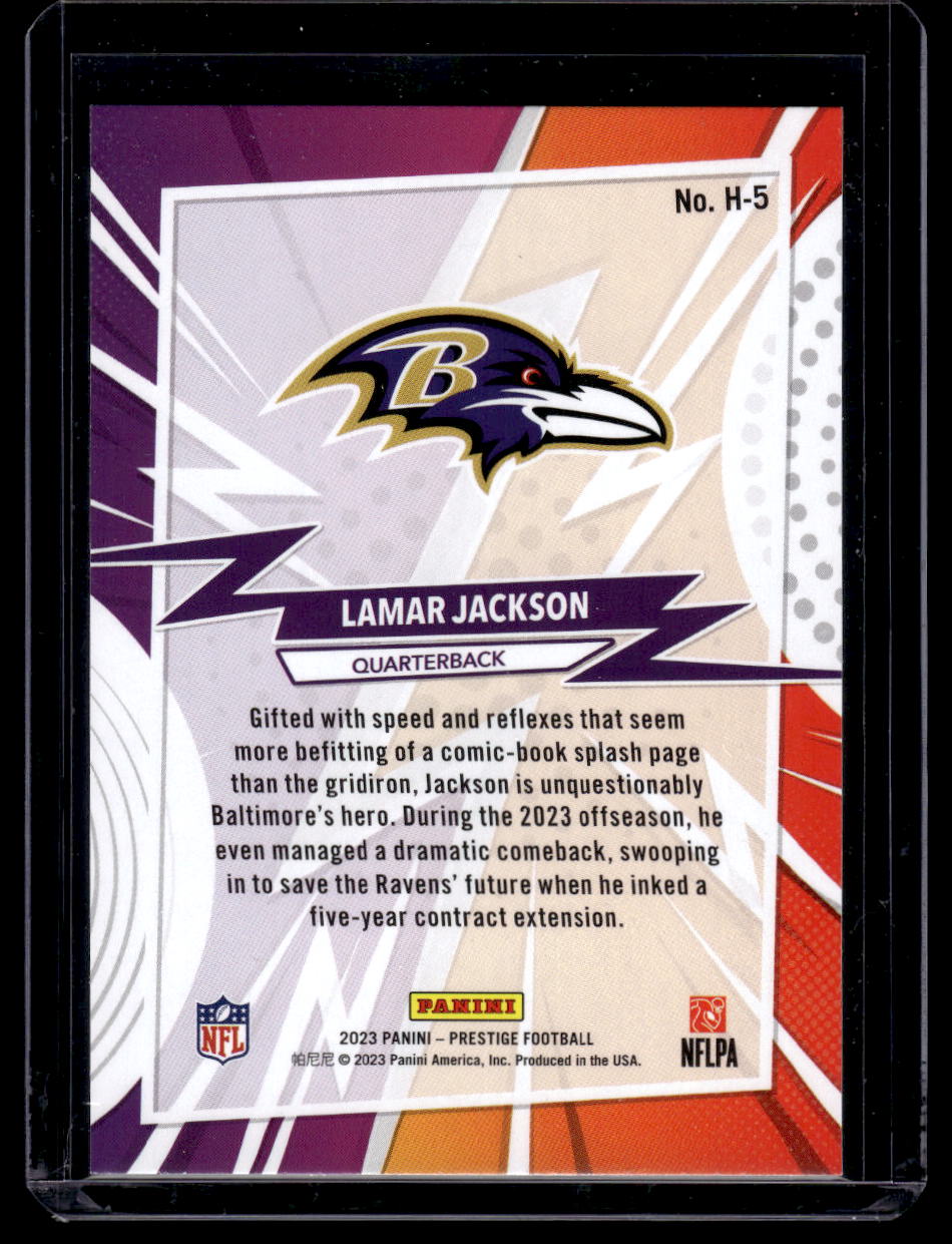 2023 Panini Prestige "Heroes" #5 Lamar Jackson (Baltimore Ravens)